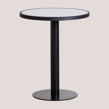 Okrągły Stolik Barowy Ø60 Cm Z Gresu Caramel Biała - Sklum