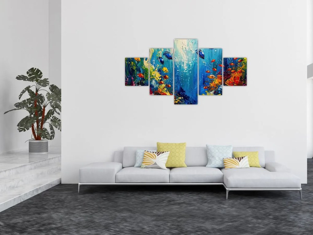 Obraz - Malowanie podwodnego świata (125x70 cm)
