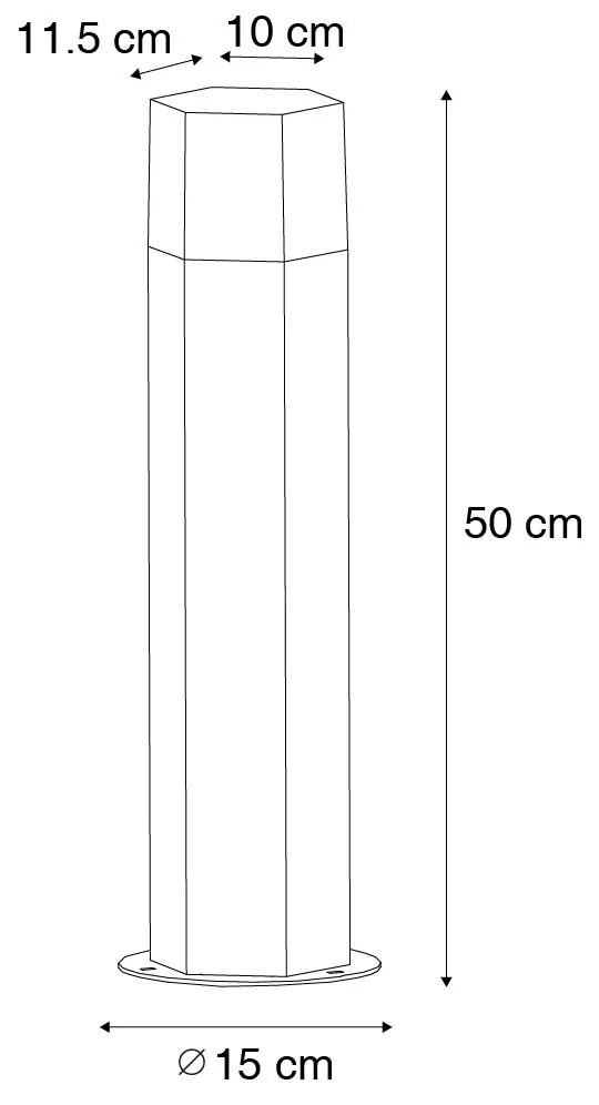 Zewnetrzna Stojąca lampa ogrodowa czarna z kloszem dymionym sześciokątnym 50 cm - Dania Nowoczesny Oswietlenie zewnetrzne