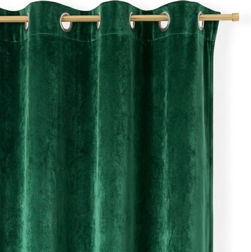 Zasłona gotowa welurowa na przelotkach 140x250 Butelkowa Zieleń Virella