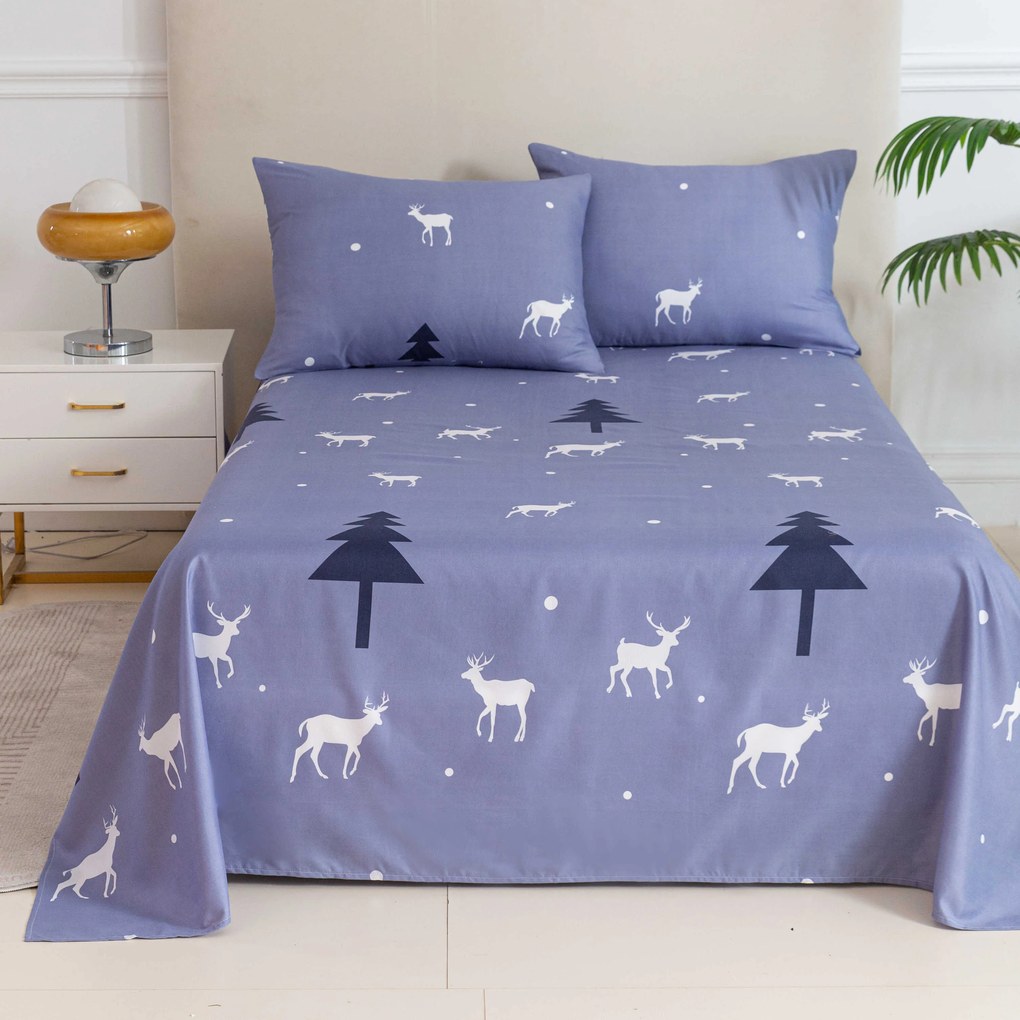 PrzytulneMieszkanie.pl Prześcieradło i poszewka na poduszkę DEER AND TREE Rozmiar: 50 x 70 cm | 140 x 240 cm