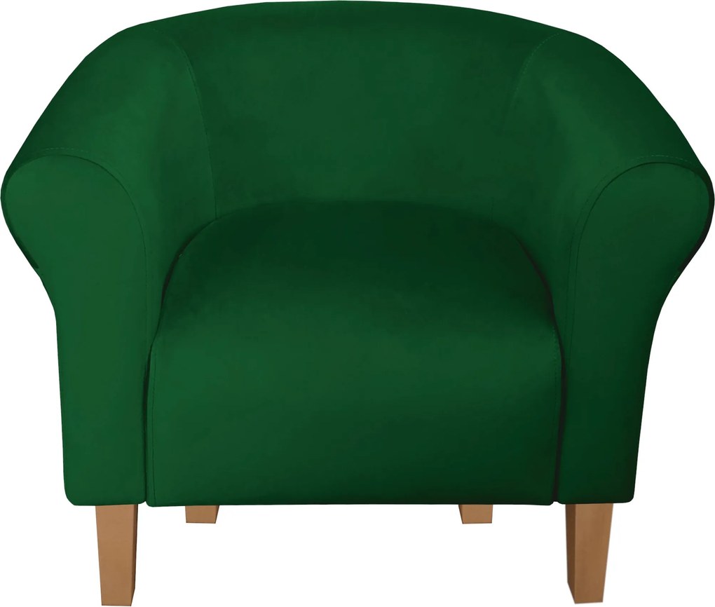 Fotel Milo tkanina Welur wygodny fotel tapicerowany do salonu i sypialni : Kolor nogi - Drewno, Kolor tkaniny - VELVET - MG25, Wysokość nogi - 15 cm