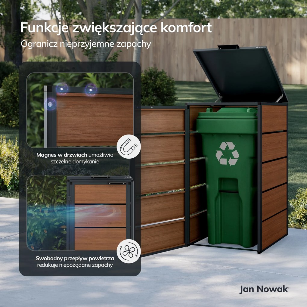 Zabudowa śmietnikowa 240L jednokomorowa, antracyt - orzech
