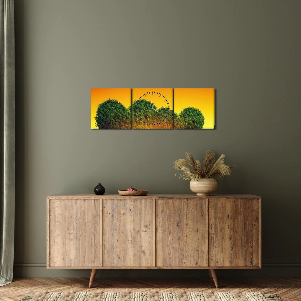 Obraz - Serce w koronach drzew (z zegarem) (90x30 cm)