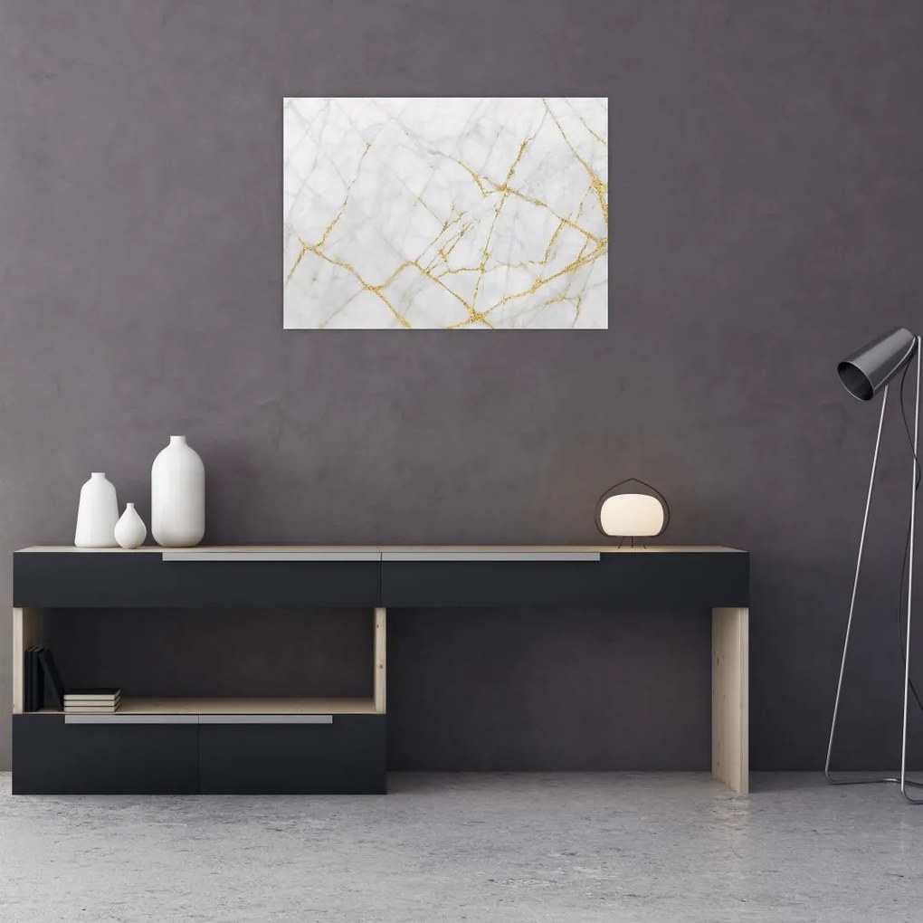 Obraz - Biało - złoty marmur (70x50 cm)