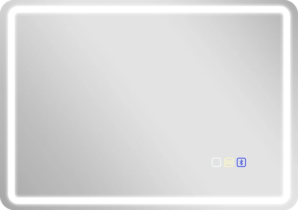 HOMCOM Lustro łazienkowe z oświetleniem LED, matą przeciwmgłową, 3 regulowanymi kolorami, 700 x 900 mm, Kolor srebrny