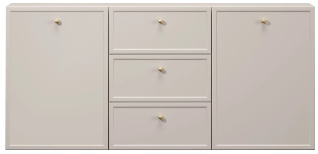 Komoda wisząca Lorini 150 cm z szufladami - kaszmir / złote uchwyty