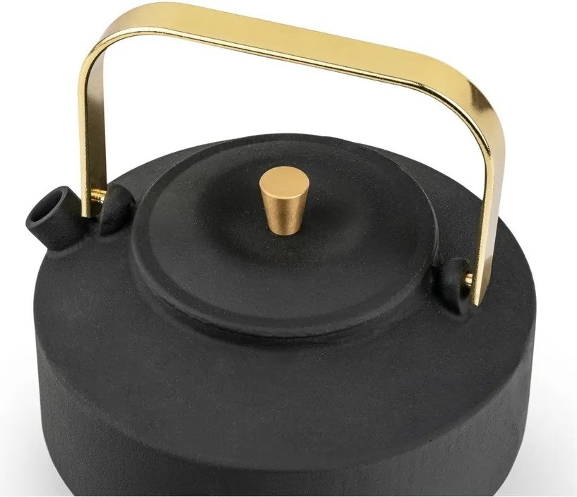 Czarny żeliwny dzbanek do herbaty z sitkiem 1 l Shangdong – Bredemeijer
