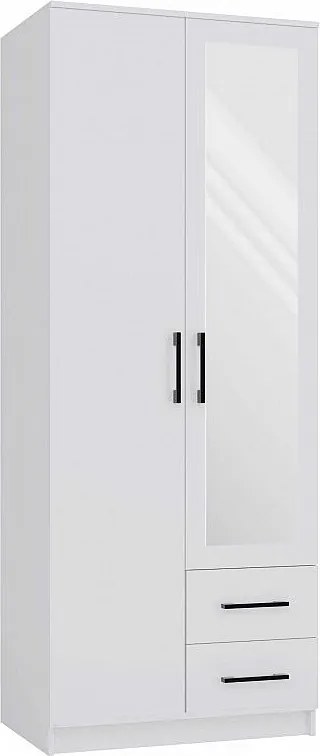Szafa Romana 80 | Biała | 80x54x205 cm| Szafa z Lustrem