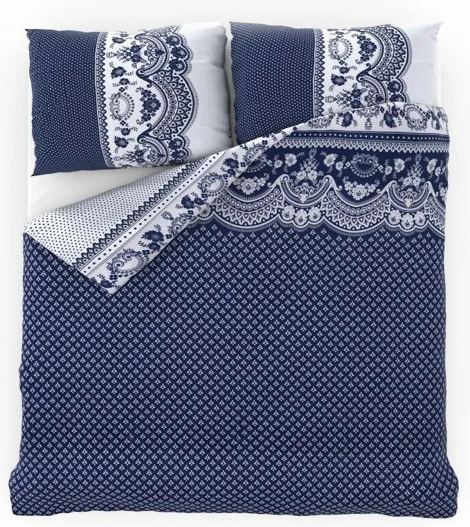 Pościel bawełniana Canzone niebieski, 140 x 200 cm, 70 x 90 cm