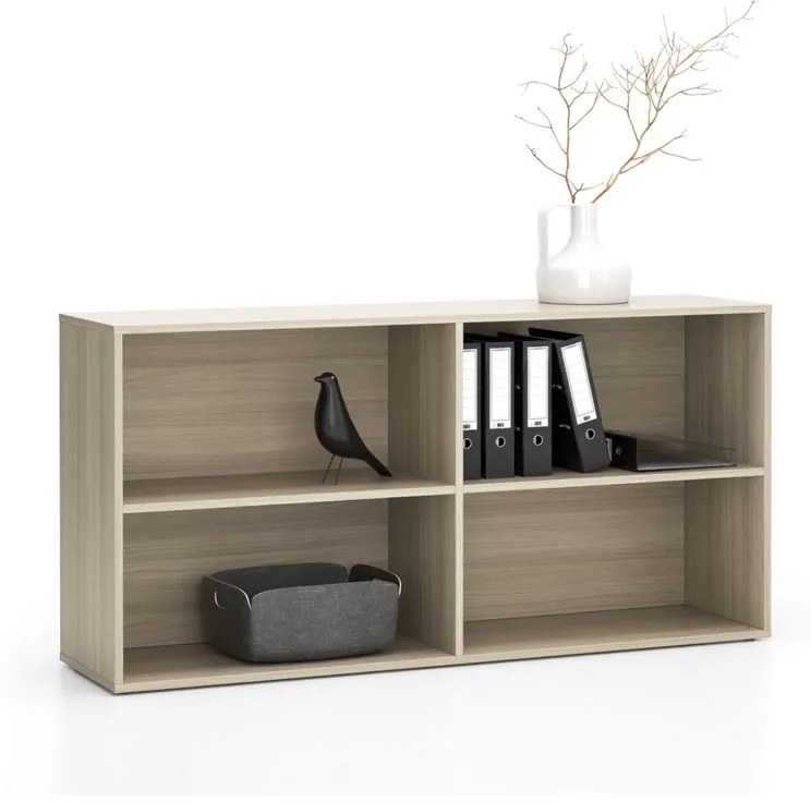 Regał biurowy LAYERS, długi, 2 półki, 1582 x 400 x 777, dąb naturalny