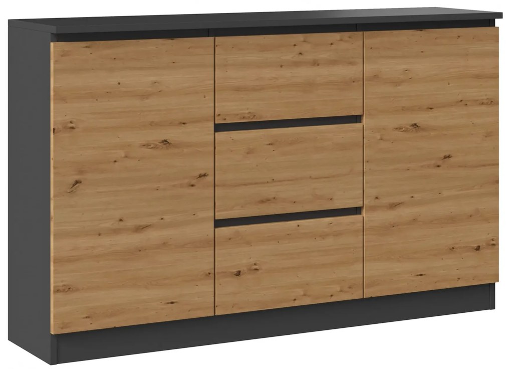Komoda loft z szufladami i drzwiczkami antracyt + dąb artisan D0-K16