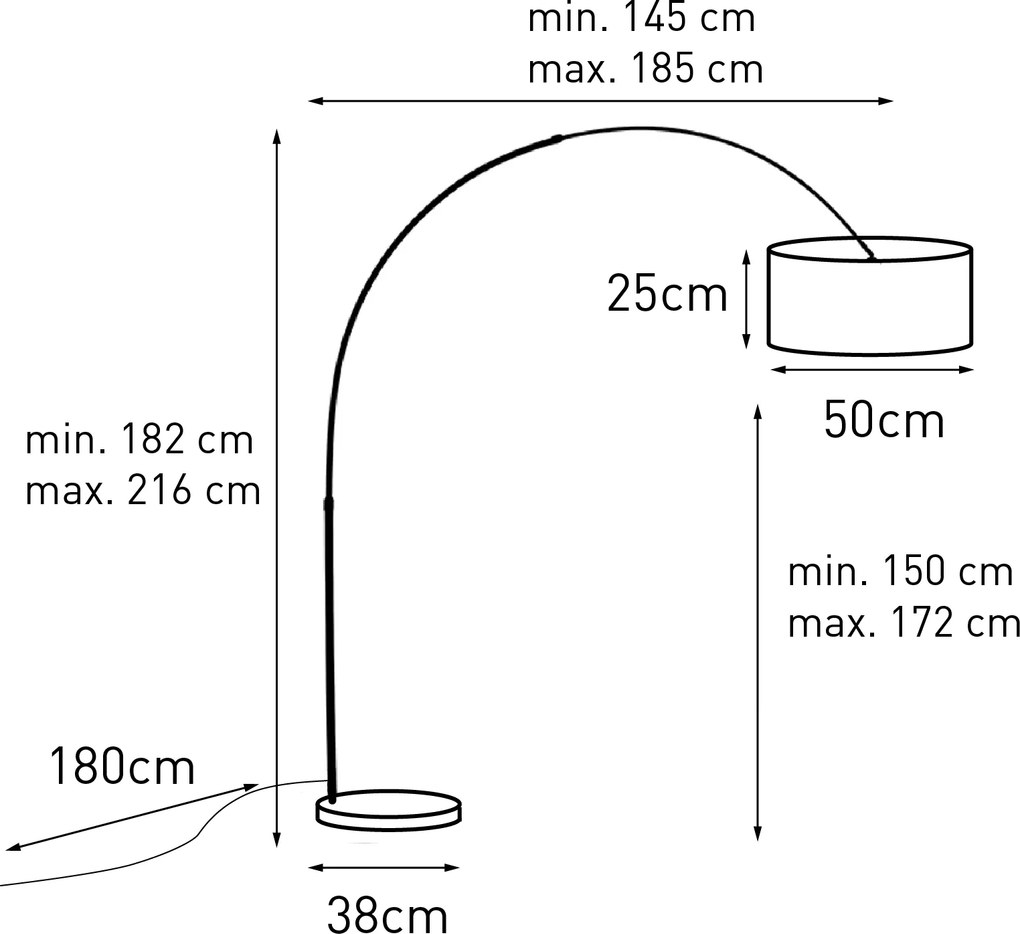 Lampa łukowa stalowa z zielonym mchu abażurem 50/50/25 - XXL