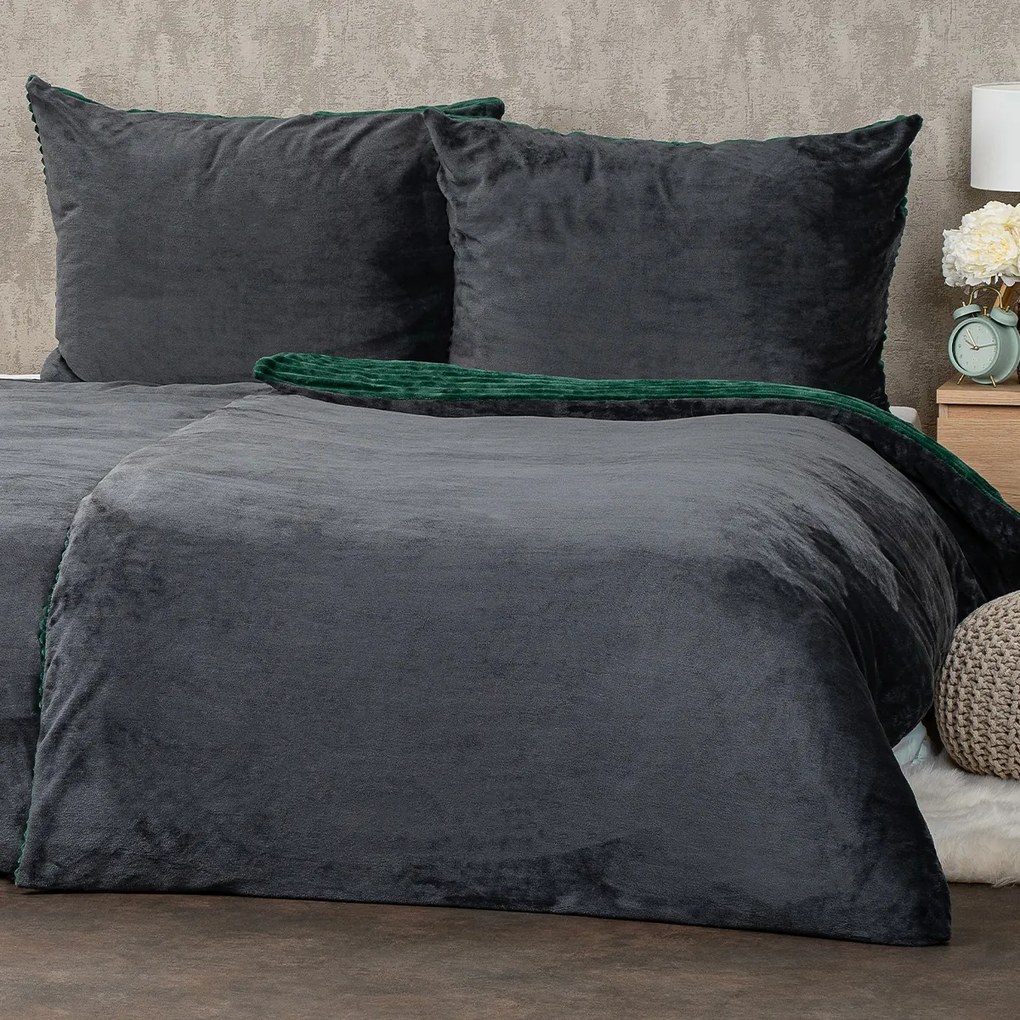 4Home Pościel mikroflanela Stripe zielony, 140 x 200 cm, 70 x 90 cm