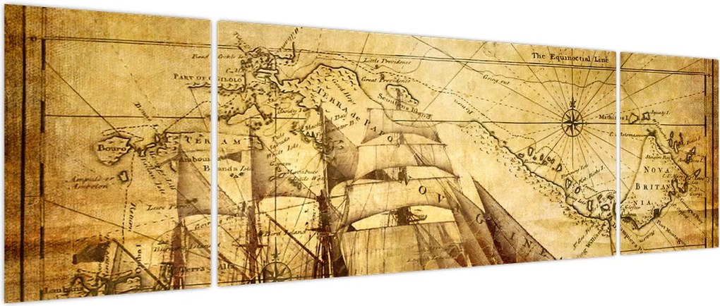 Obraz - Stara mapa (170x50 cm)