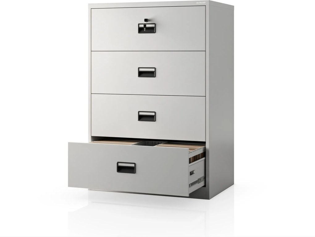 Szafa kartotekowa metalowa z 4 szufladami szara, 900x1320x600 mm: SARA XL V4