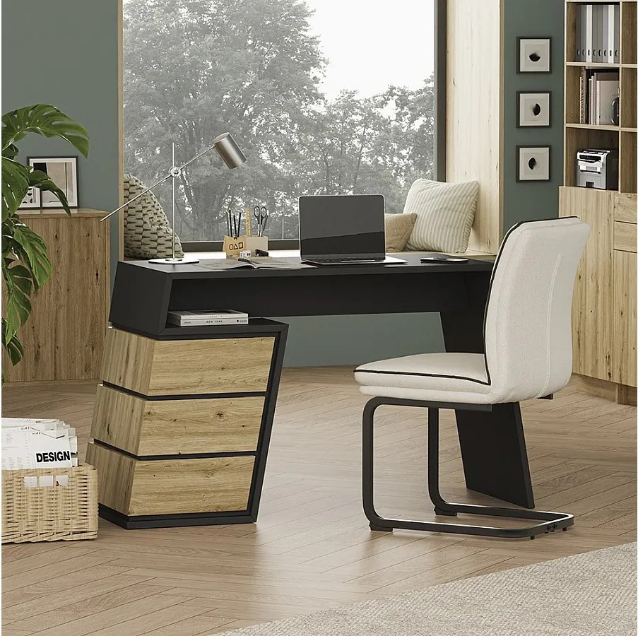 Biurko antracyt/dąb 105x50x75 okaro