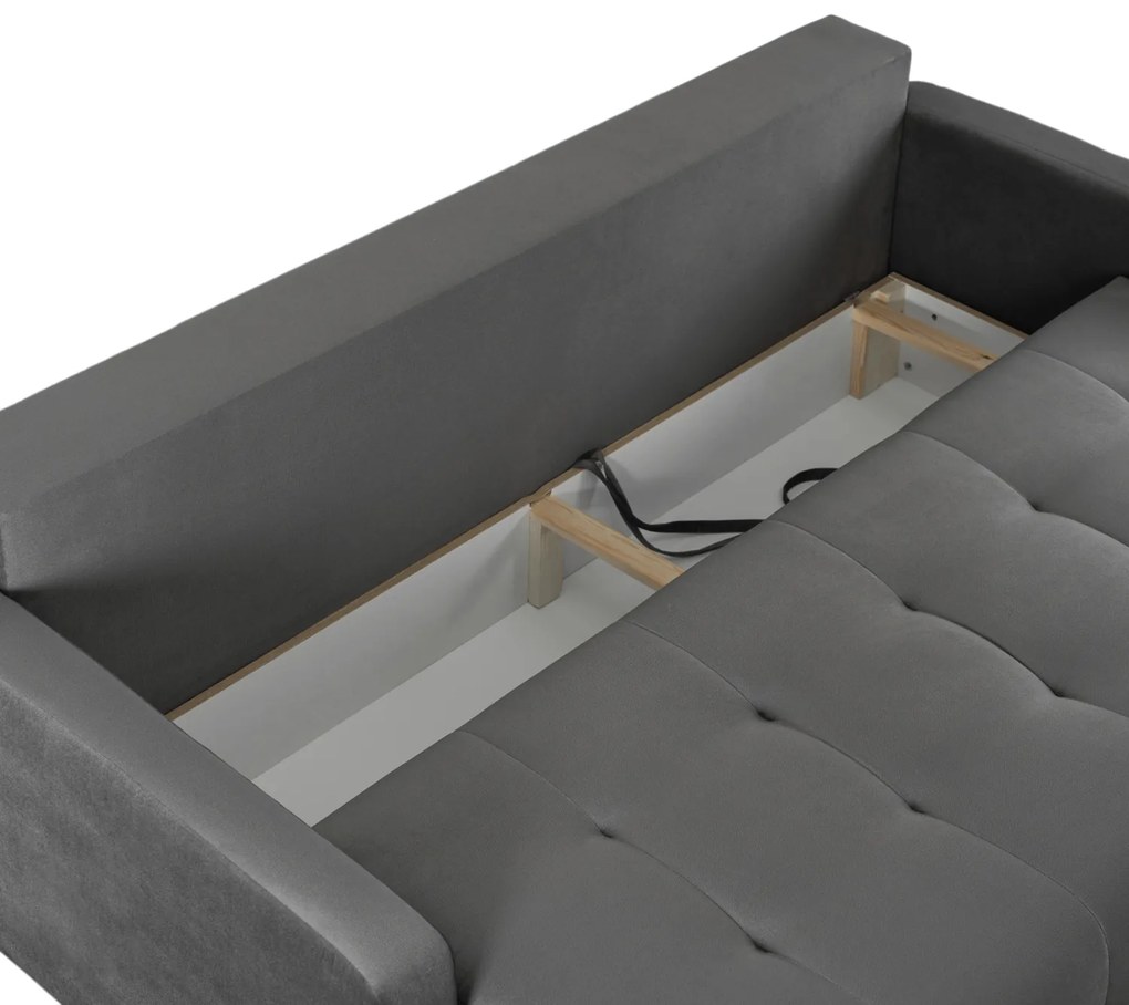 Sofa z Funkcją Spania FAVIO Wersalka Rozkładana Dwuosobowa Welurowa Szara Nowoczesna do Salonu