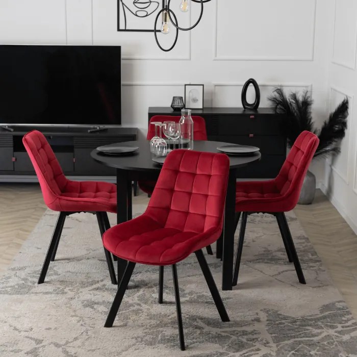 Krzesło Tapicerowane do Salonu RICK Bordowe Welurowe Nowoczesne Loft