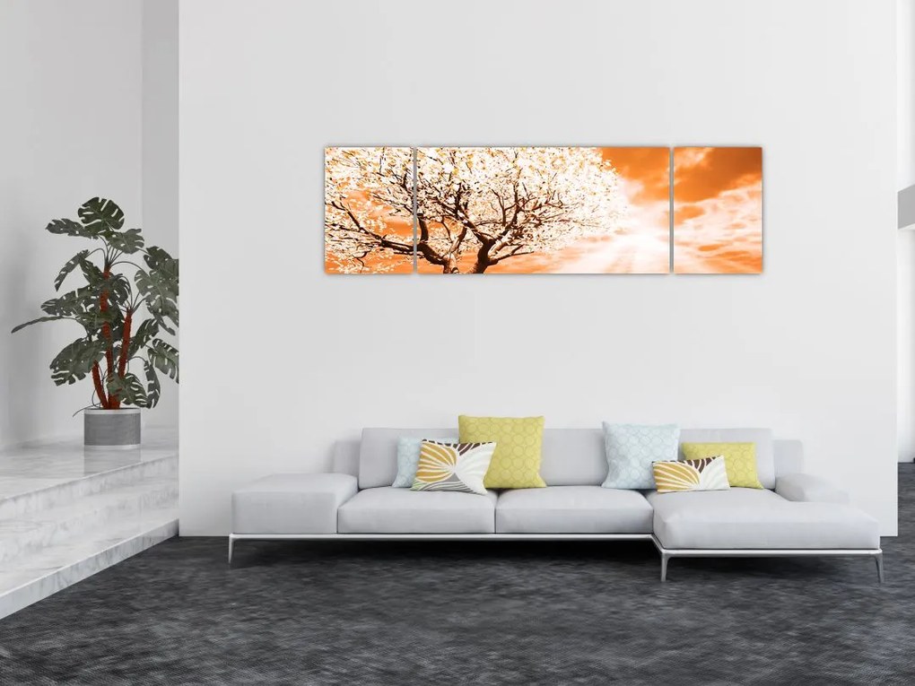 Pomarańczowy obraz drzewa (170x50 cm)