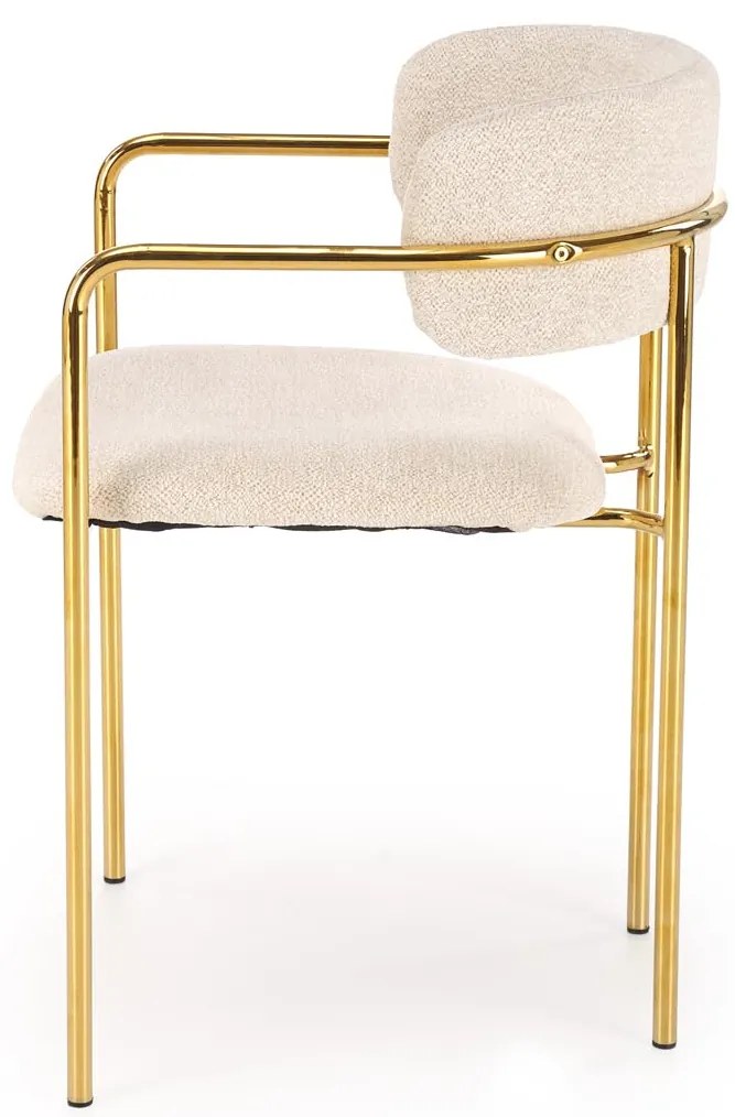 Krzesło Do Jadalni Salonu Kremowy, K537 Tkanina RAVEN, chrom, glamour