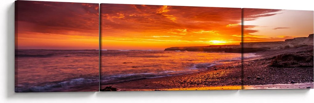 Obraz zachodu słońca nad morzem (170x50 cm)
