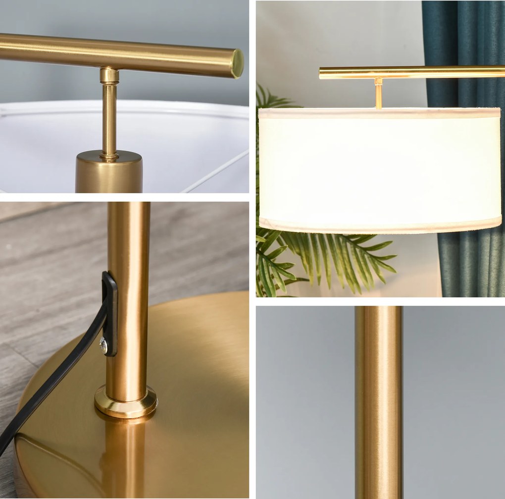 Lampa podłogowa Lampa stojąca oprawka E27 do salonu metal stal len | Aosom.pl