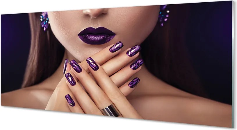 Szklany Panel Kobieta z Fioletowymi Ustami