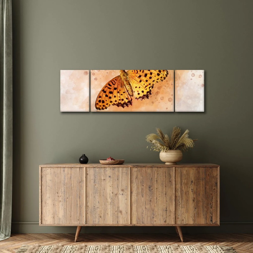 Obraz - Pomarańczowy motyl, akwarela (170x50 cm)