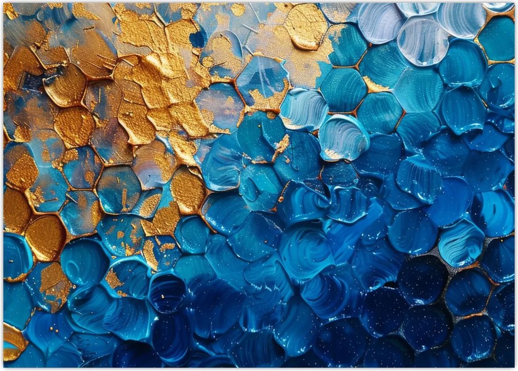 Obraz - Niebiesko-złoty obraz (70x50 cm)