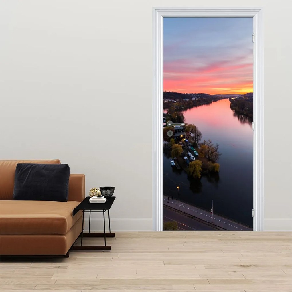Fototapeta na drzwi - Praga nocą (95x205cm)