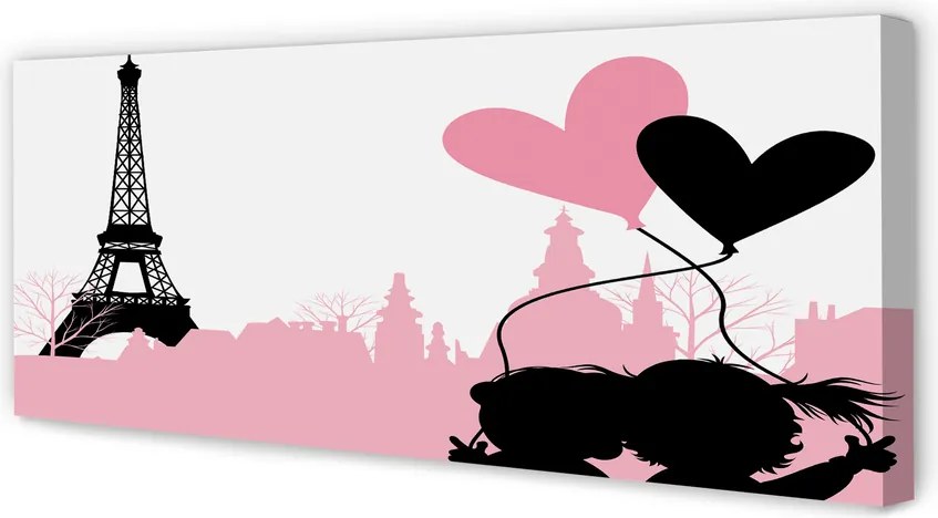 Obraz canvas na ścianę Serca nad Wieżą Eiffla