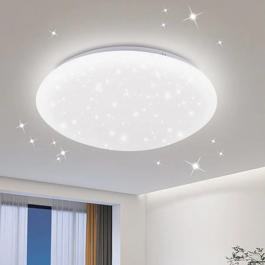 NETTLIFE Lampa sufitowa LED 12W, 6000K, 25cm neutralna biel gwiaździste niebo oświetlenie sufitowe okrągła lampa do przedpokoju do salonu sypialnia dziecięca