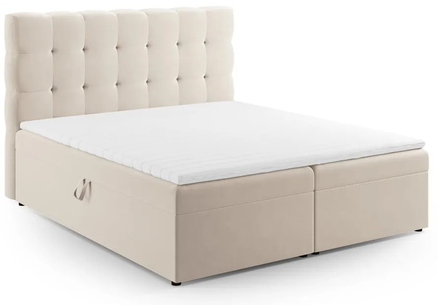 Beżowe łóżko boxspring ze schowkiem 180x200 cm Bali – Cosmopolitan Design
