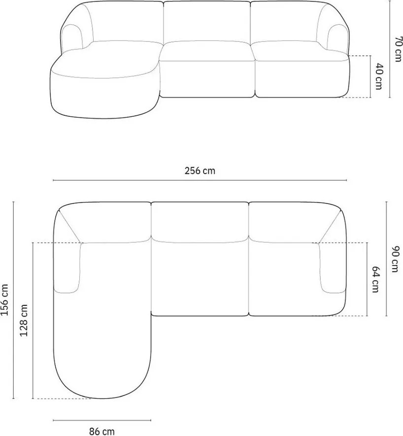 Jasnoszary sztruksowy narożnik (lewostronny/z szezlongiem) Campi – Cosmopolitan Design