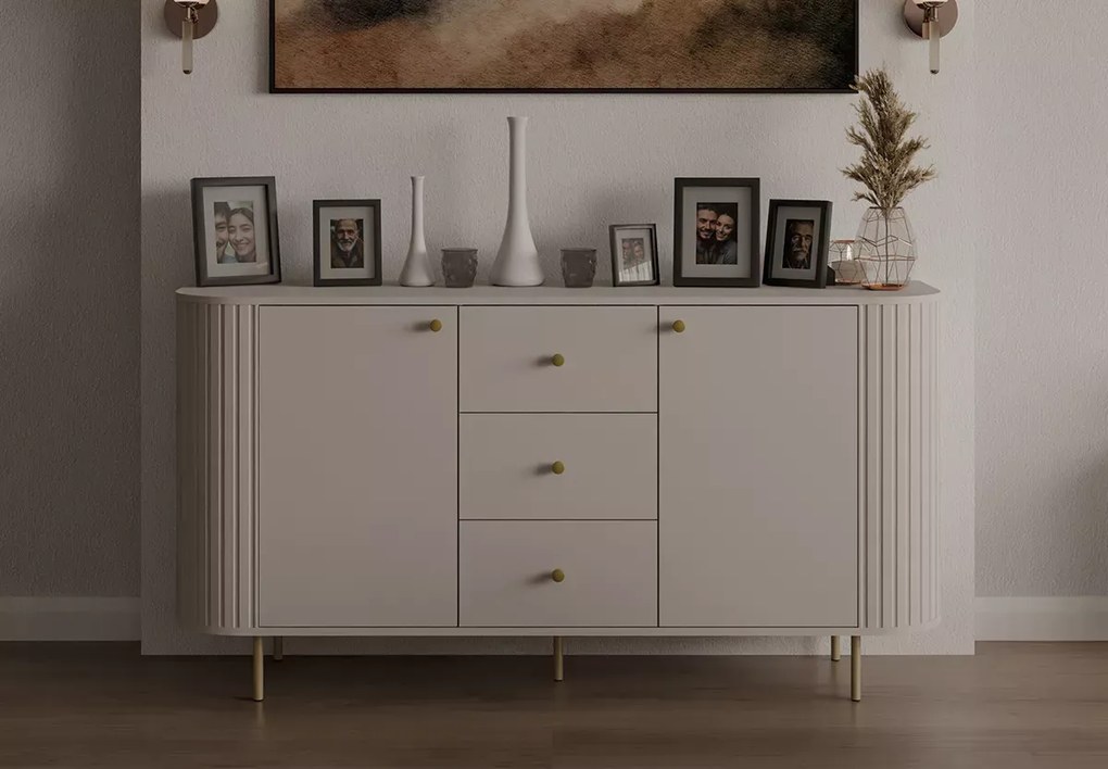 Komoda Opunio 165 cm – nowoczesna komoda z szufladami dąb cremona / beż piaskowy / dąb dunin