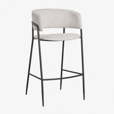 Wysoki Taboret Tapicerowany Nalon ↑75 Cm & Czarny & Tkaniny Distressed White - Sklum