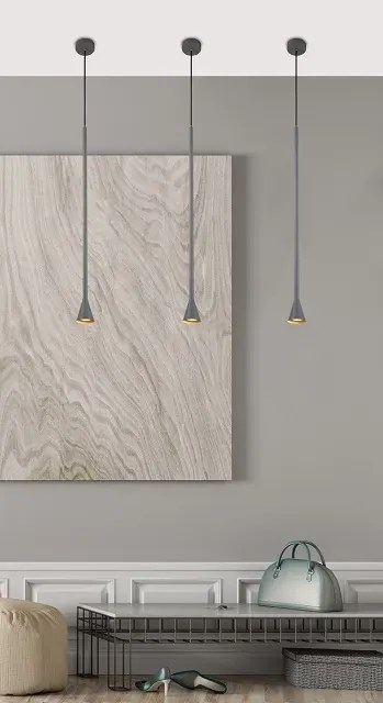Szara długa lampa wisząca tuba - 4X V055 A7-W79