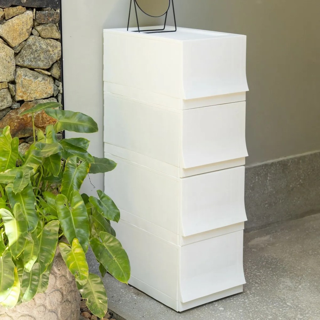 Modułowy pojemnik Wave Junior Snow z kółkami 43,4x 27,2 x 22 cm, wąski - 1 szuflada - kółka