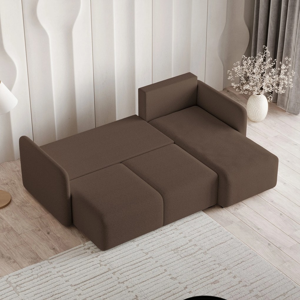 Masseno Narożnik SUVINO z funkcją spania i pojemnikiem na pościel Narozniki L, Rozkładana sofa - Brązowy, QUELLE 25