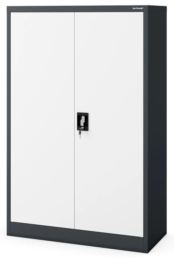 Biurowa szafa metalowa na akta KEVIN, 900 x 1400 x 400 mm, antracytowo-biała