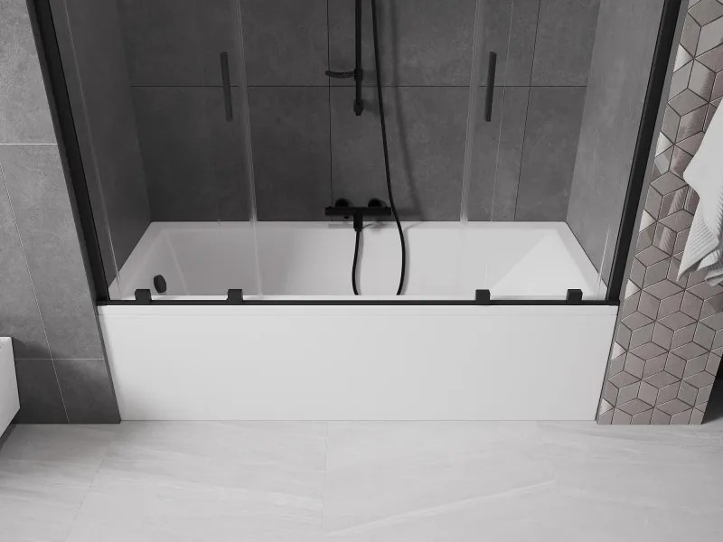 Mexen Velar Duo parawan nawannowy 2-skrzydłowy rozsuwany 170 x 150 cm, transparent, czarny - 896-170-000-02-70