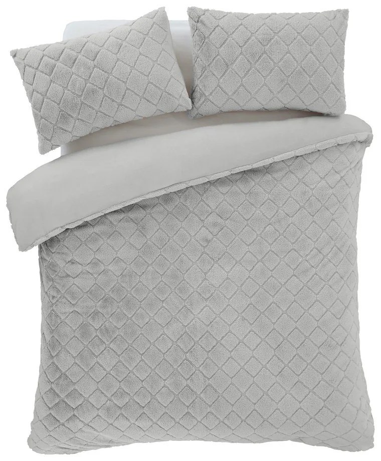 Szara pościel dwuosobowa z mikropluszu 200x200 cm Cosy Diamond – Catherine Lansfield