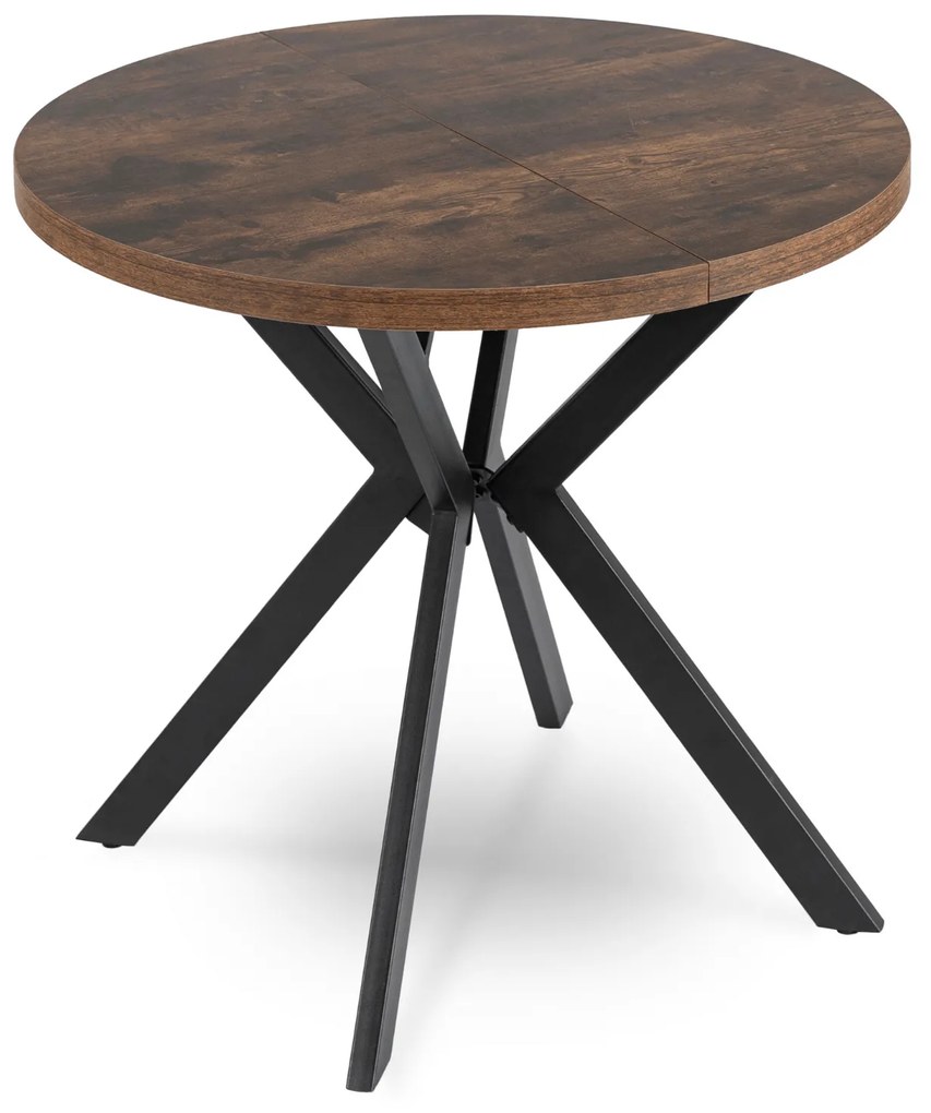 Stół Okrągły Rozkładany DORIAN 80-160 cm Dąb Rustykalny/Czarny Nowoczesny Loft