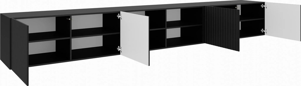 Szafka RTV wisząca LIVO 300 cm do Salonu pod Telewizor - Czarny