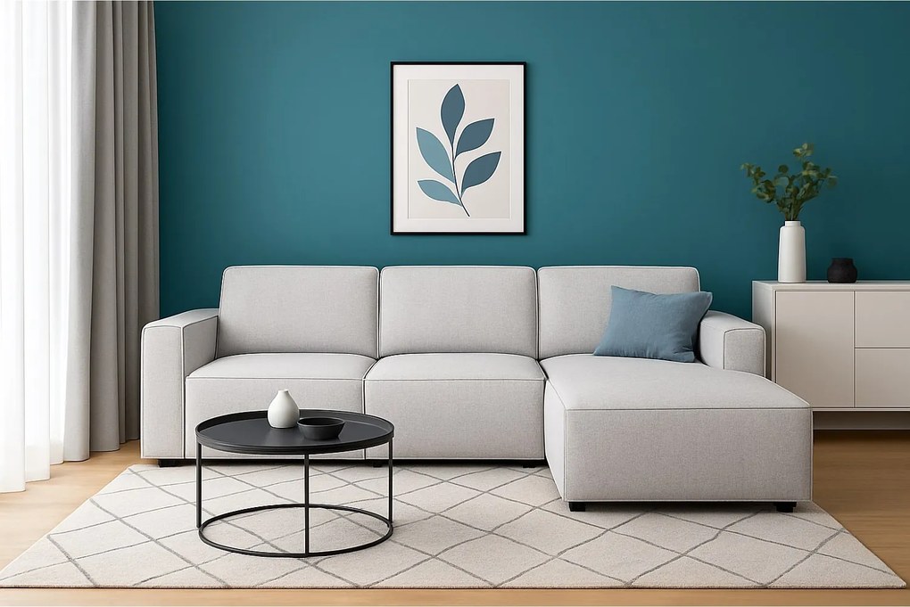 Narożnik modułowy Cursal A prawy – sofa narożna 284 x 166 cm,jasno szary Raven 6, nowoczesny design