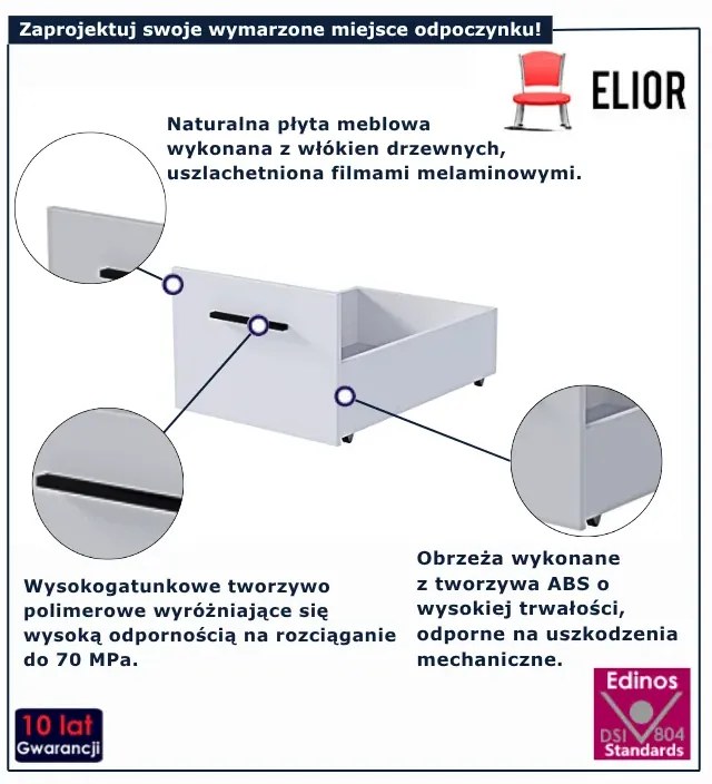 Modułowa biała szuflada pod łóżko D3-Z26