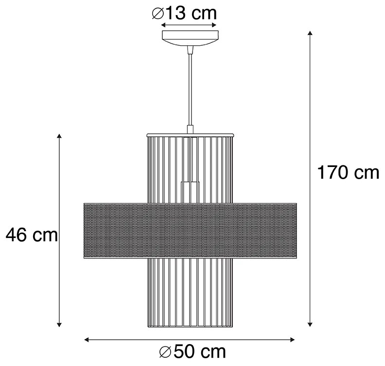 Designerska lampa wisząca złota z czarnym 50 cm - TessDesignerski Oswietlenie wewnetrzne