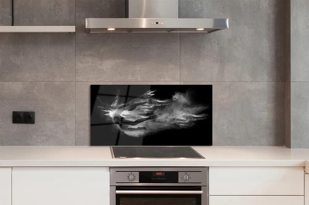 Panel szklany do Kuchni Baletnica w Dymie na Szarym Tle