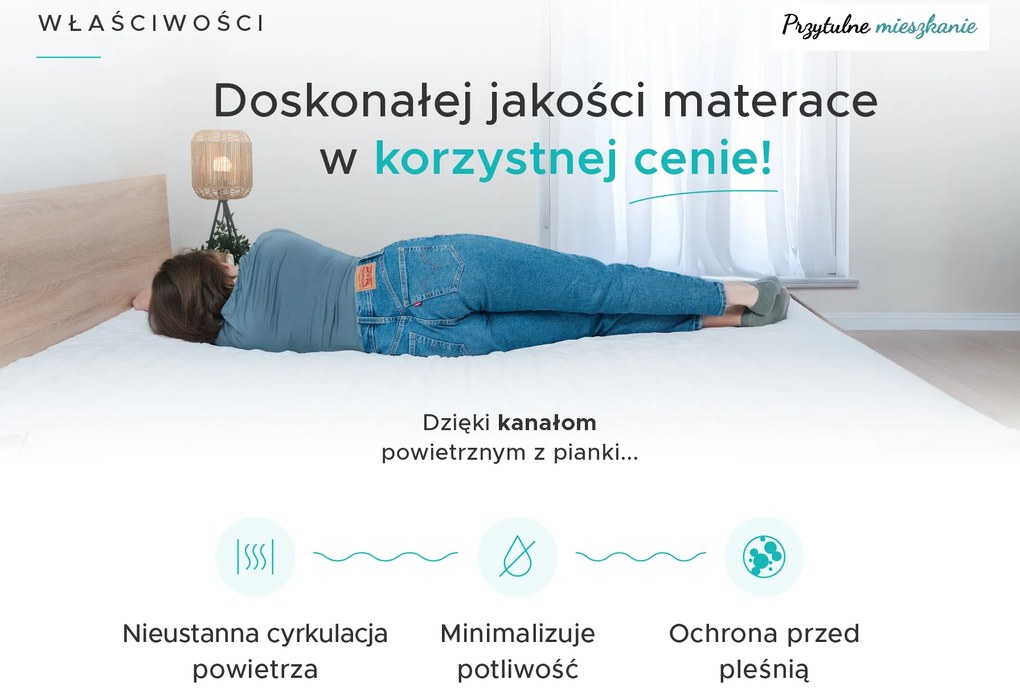 Piankowy materac DELUXE 140 x 200 cm Ochrona materaca: W TYM ochraniacz na materac